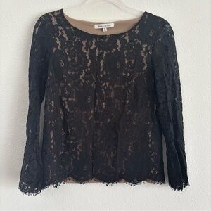 Rose & Olive Black Lace Long Sleeve Top